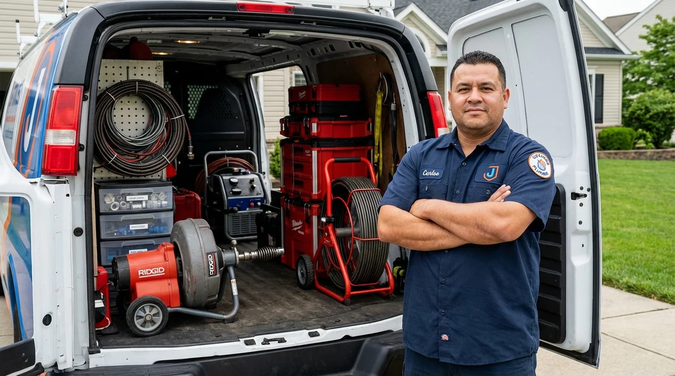 Professional drain cleaning equipment and Johns Plumbing LLC plumber in Rolla