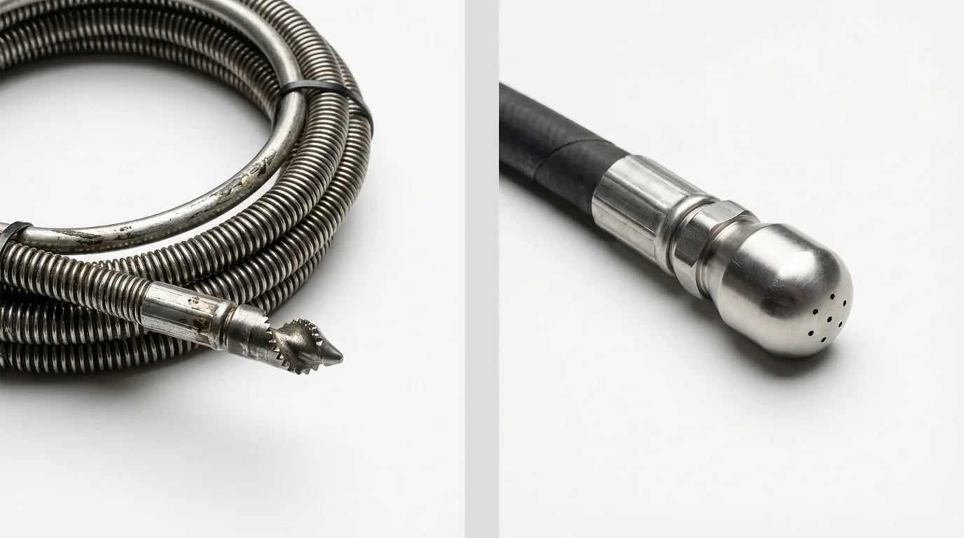 Drain snake cable and hydro jetting nozzle used for drain cleaning in Rolla, MO