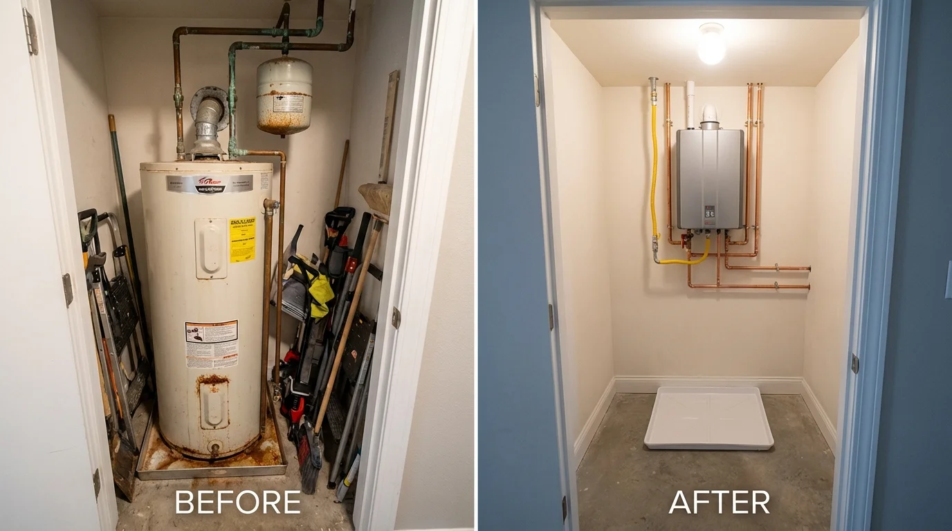 Tank water heater versus wall-mounted tankless unit comparison for Rolla, MO homeowners